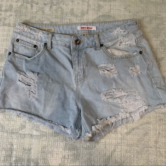 Hot kiss mid rise midi distressed shorts - Picture 1 of 3